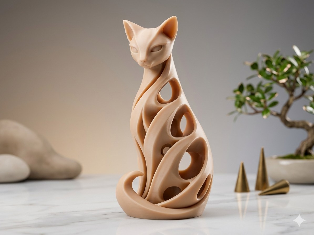 Escultura Abstrata de Gato para Decoraçã...